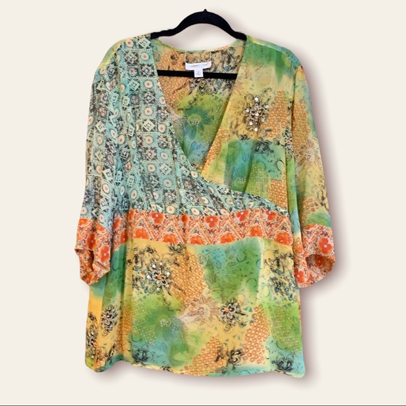 Coldwater Creek Tops - Coldwater Creek Silk Boho Print Tunic 1X